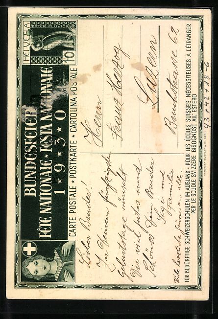 Cartoline postali: Schweizer Bundesfeier 1930, Kinder am La – Usato da Berlin venduto da bartko-reher 1