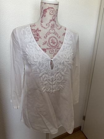 Velvet Bluse, Grösse S, weiss, aus Baumwolle, Sommer