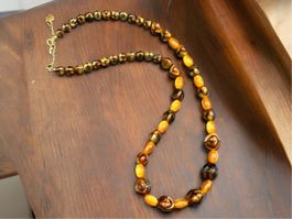 Unikat 💎 Orange/braune Halskette mit Vintage-Perlen