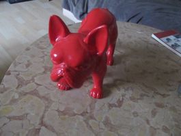 Bulldogge Skulptur Farbe Rot Massiv