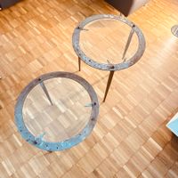 2 Beistelltische rund Metall Glas