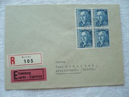 Pro Juventute 1942 Kerns -> Breitenbach 4er-Bl. SBK J104