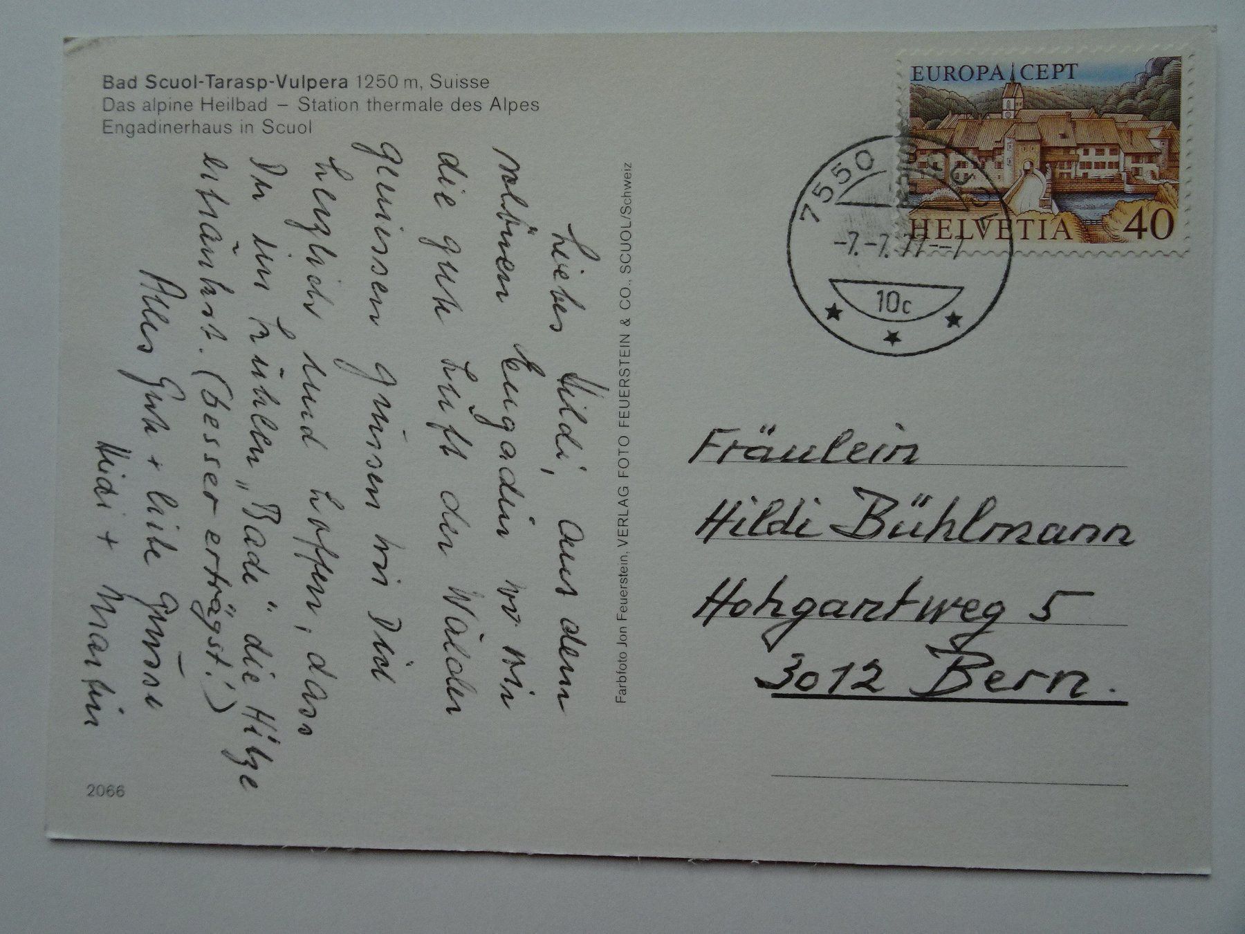 Cartes postales: Bad Scuol  Stempel -7.-7.77--7 – D'occasion à Aadorf par Chnorli-Furz 2