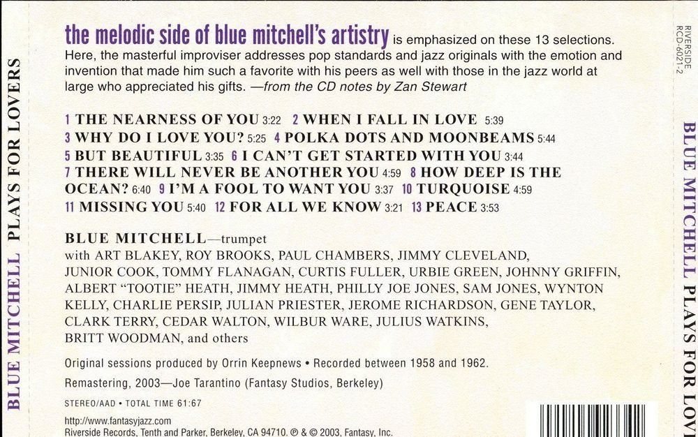 CD: Blue Mitchell [Riverside] with Tommy Flanagan, Cedar Walton, – Usato da Unterbäch venduto da laqug 1