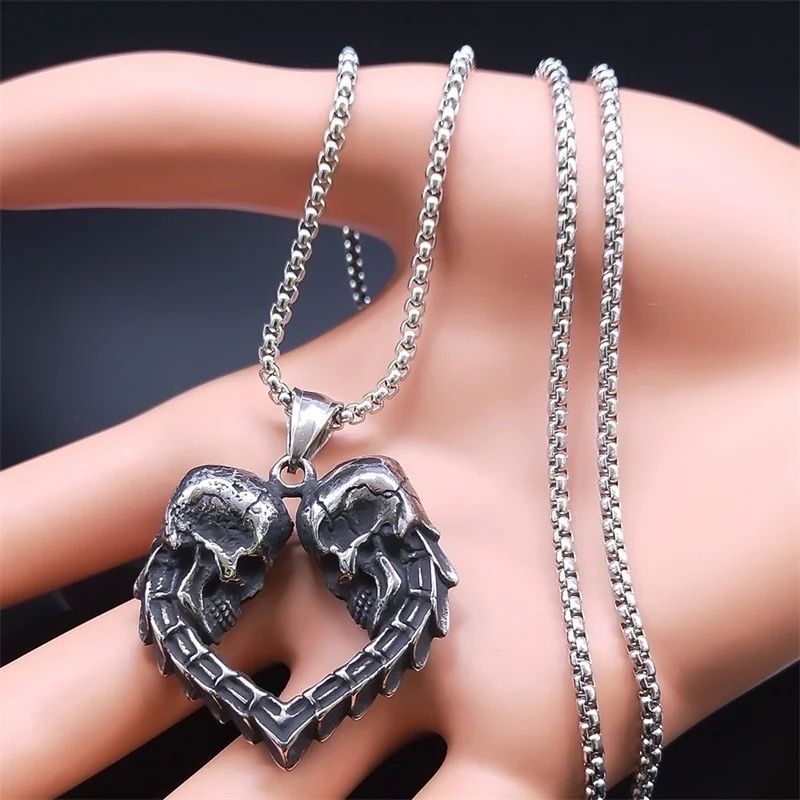 Catenine: Double Skull Heart Love Pendant – Nuovo e nell'imballaggio originale da Aarburg venduto da StavFashion 1