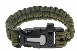 Paracord Badger Outdoor-Armband mit Feuerstein - olivgrün