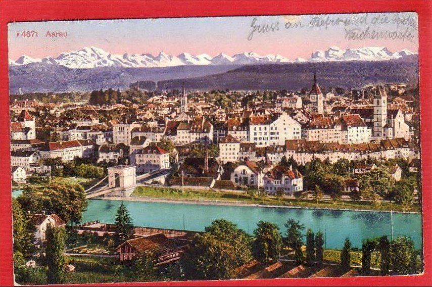 Cartoline postali: AARAU 1917, BAHNPOSTSTEMPEL – Usato da Grüningen venduto da Kartenlaube