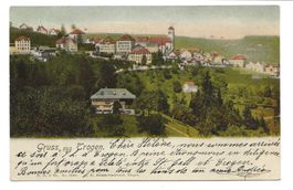 Gruss aus Trogen (AR) Dorfpartie mit Kirche - Schule - 1902