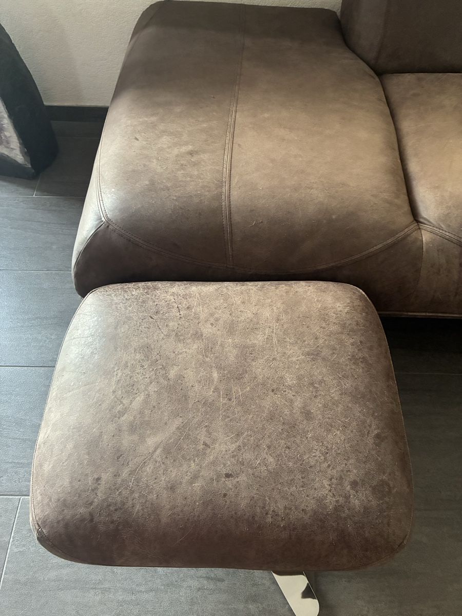 Divani: Ecksofa mit Hocker gebraucht dunkelbraun Lederoptik – Usato da Wallbach venduto da blo_v99b 1