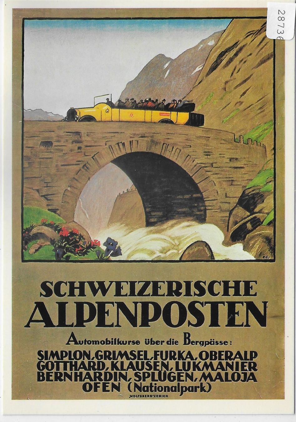 Cartoline postali: Plakat für PTT-Reisedienst - Postauto – Usato da Ettingen venduto da Kartenplanet