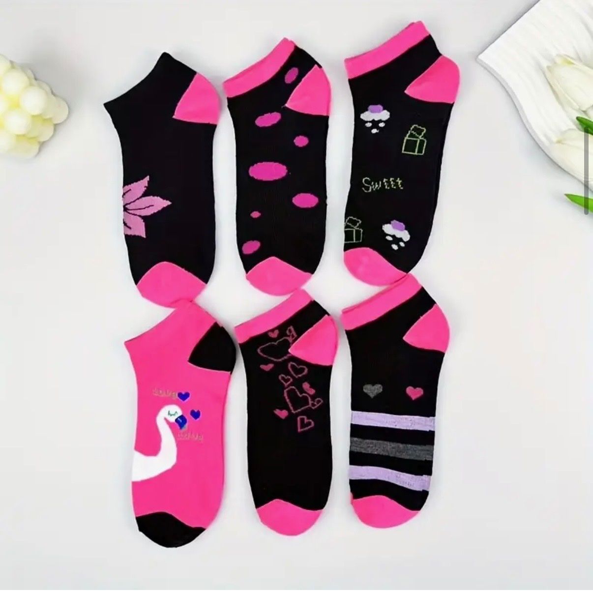 Socken: 6 x Sneaker-Socken-verschiedene Motive- Einheitsgrösse 36-40 – Neu und originalverpackt aus Teufenthal AG von MeineSchatztruhe 2