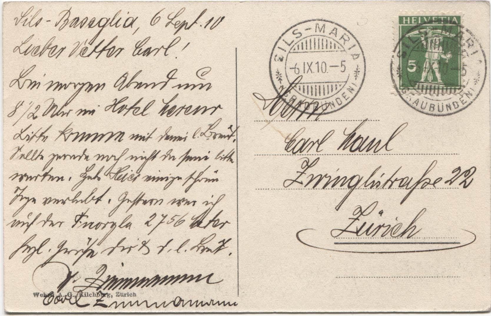 Cartoline postali: SILS-BASELGIA GR 1910 mit Postkutsche – Usato da Rothrist venduto da Clanx 2