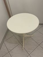Round side table, white lacquered, tripod base (50x58 cm)