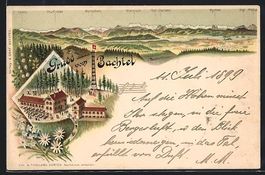 Hinweil, Gasthof Bachtel mit Bergpanoram