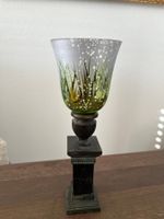 Windlicht-Glas / Glasaufsatz Gras grün-silber