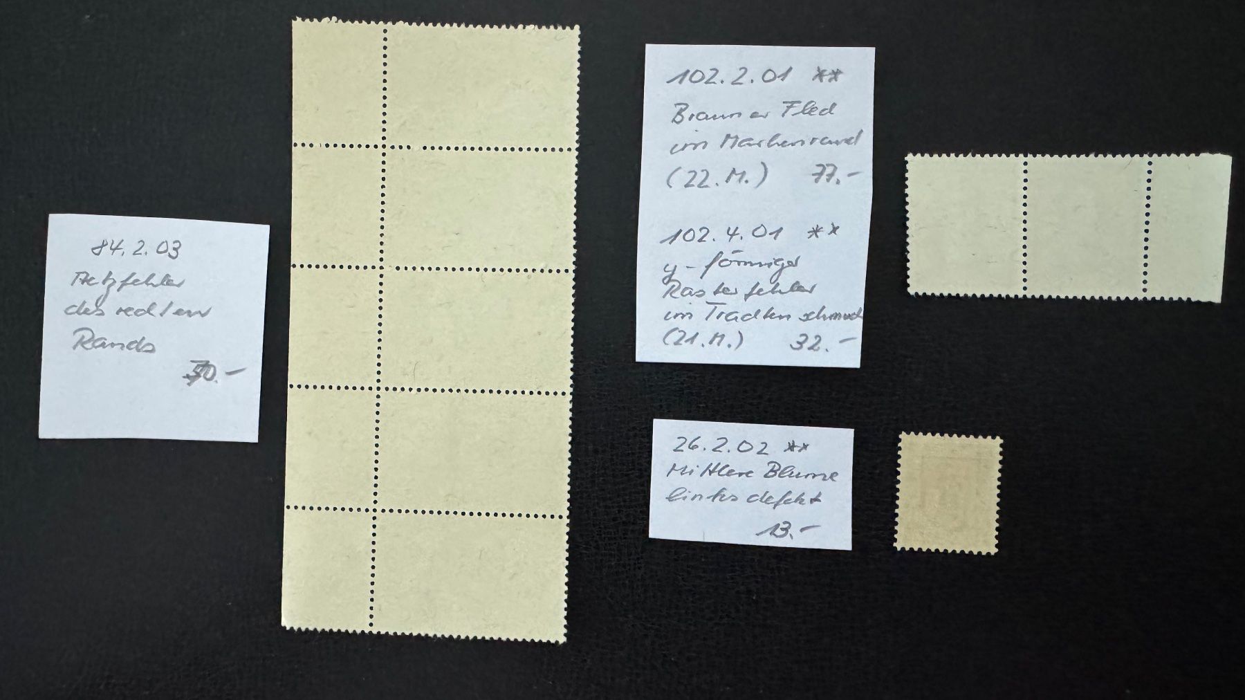 Alle Briefmarken: Pro Juventute, 3 ABARTEN, postfrisch – Neu (gemäss Beschreibung) aus Stallikon von HILDECH1 5