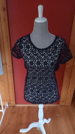 Damen Shirt Kooka Spitze Schwarz Grösse 2 guter Zustand