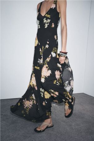 Robe longue à imprimé floral L/Maxikleid mit Blumendruck, L
