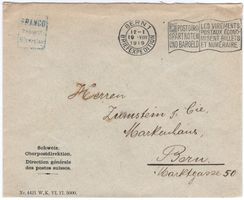 rares FRANCO Couvert der Schweiz. Oberpostdirektion in BERN