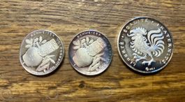 Trois pièces argent 999,9