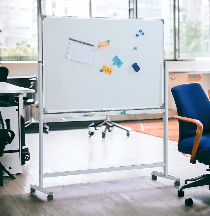 Fahrbares Whiteboard Color - Weiß - 100 x 150 cm - Doppelseitig & magnetisch