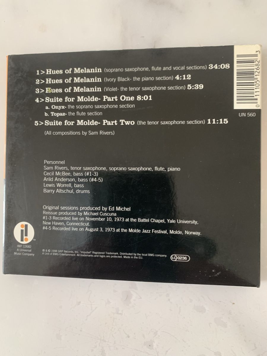 CDs: Sam Rivers( Cecil McBee, B. Altschul)Trio Live RARE – D'occasion à lausanne par Ccheche 5