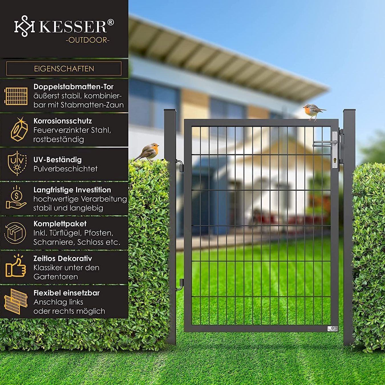 Sonstiges: Gartentor aus Stahl anthrazit 120x106cm – Neu und originalverpackt aus Bottighofen von zaap 1