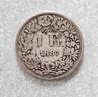 Schweizer 1‑Franken‑Silbermünze von 1887 (0.835 Silber, 5 g)