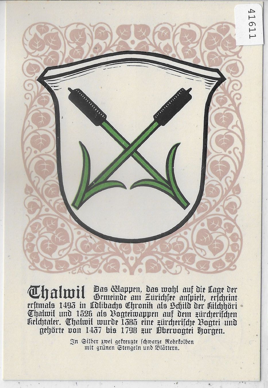 Ansichtskarten: Wappen von Thalwil – Gebraucht aus Ettingen von Kartenplanet