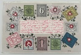 Ansichtskarte Schweiz Briefmarken Motive gelaufen 1900