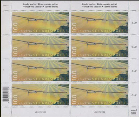 Tutti i francobolli: Solarimpulse Kleinbogen postfrisch 2015 – Usato da Unterägeri venduto da PhilatelieStudiger
