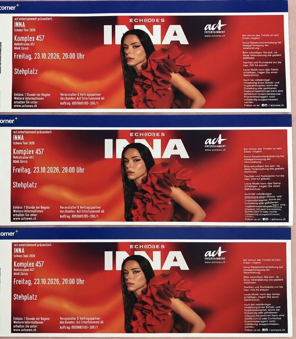 Biglietti: INNA konzert tickets – Nuovo e nell'imballaggio originale da Zürich venduto da adr_sfq9