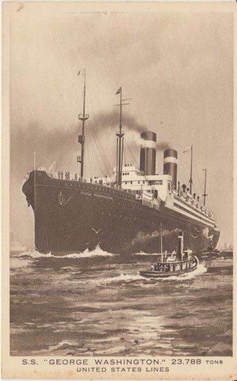 Cartoline postali: George Washington, United States Lines – Usato da Zuerich venduto da OceanLinerPostcards
