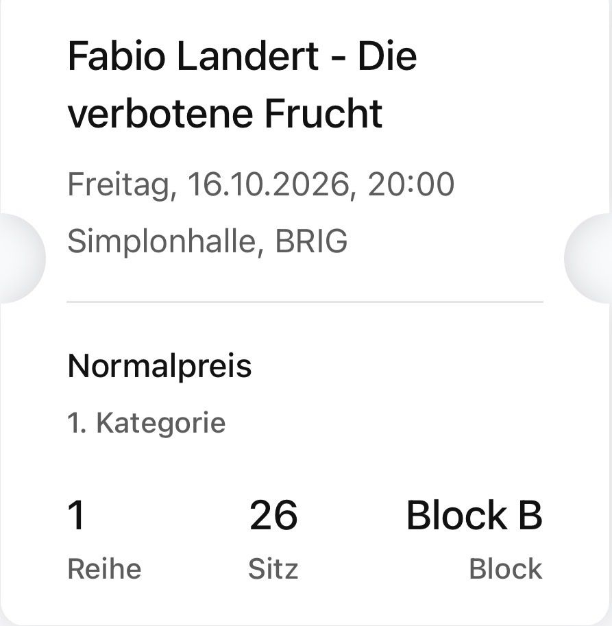 Biglietti: 2x Fabio Landert Tickets – Nuovo e nell'imballaggio originale da Aarau venduto da Sammy. 1
