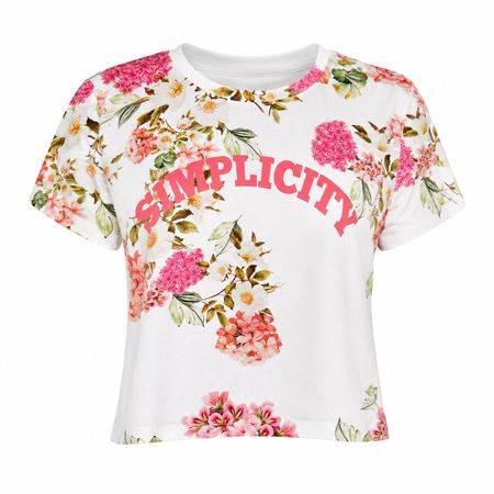 T-shirt crop floral Clockhouse "Simplicity"