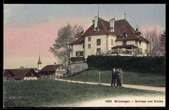 Ansichtskarten: AK Münsingen, Schloss und Kirche – Gebraucht aus Berlin von bartko-reher