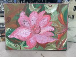 Tableau floral signé peinture à l'huile