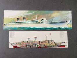 Original Vintage Poster - 2 Bilder Transatlantik Dampfer