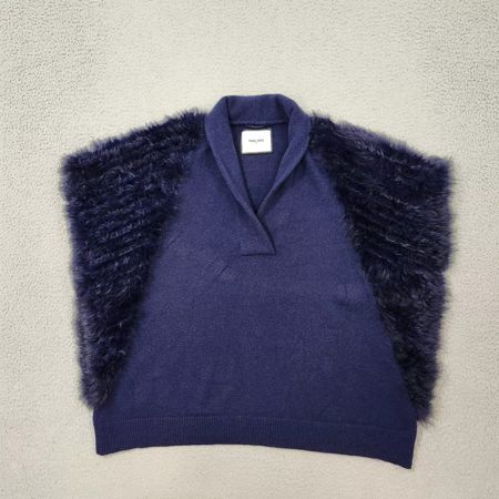 MAX&MOI Pullover Cape Kaschmir Pelz