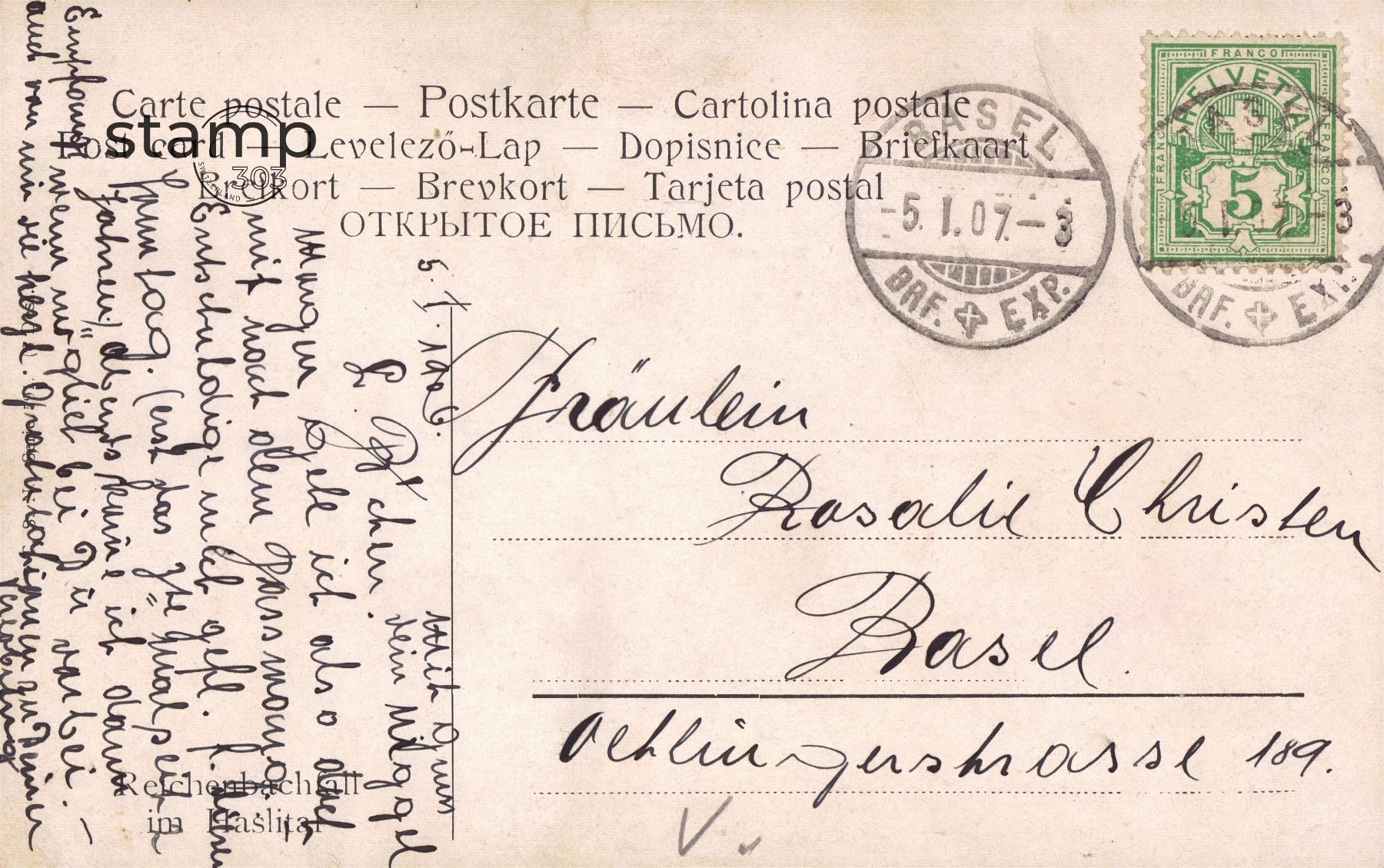Cartoline postali: 1907 AK Reichenbachfall im Haslital – Usato da Eggersriet venduto da stamp303 1