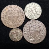 Kantonsmünze Genf 1839 4Cts. vorz., 1839 1 Cts vorz,