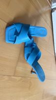 Sommerliche blaue Zara Mules mit Absatz Grösse 38
