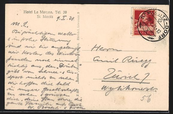 Cartes postales: St. Moritz, Hotel La Margna, Vestibül – D'occasion à Berlin par bartko-reher 1