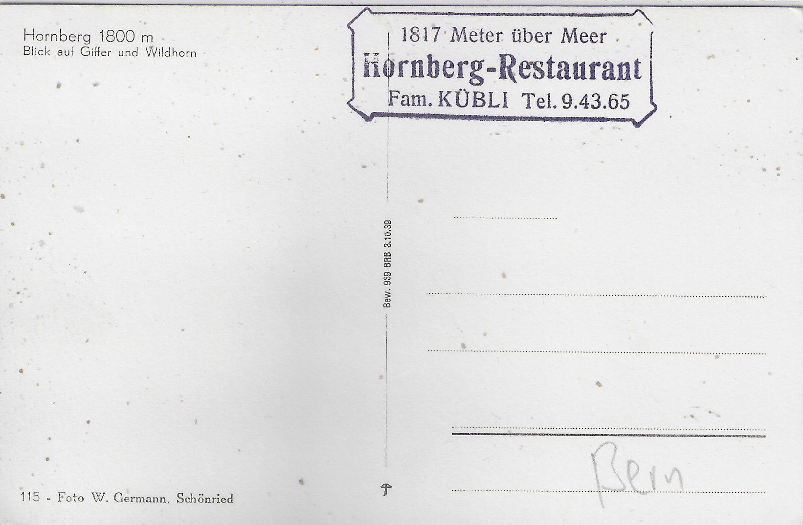 Ansichtskarten: Hornberg Restaurant im Winter – Gebraucht aus Ettingen von Kartenplanet 1