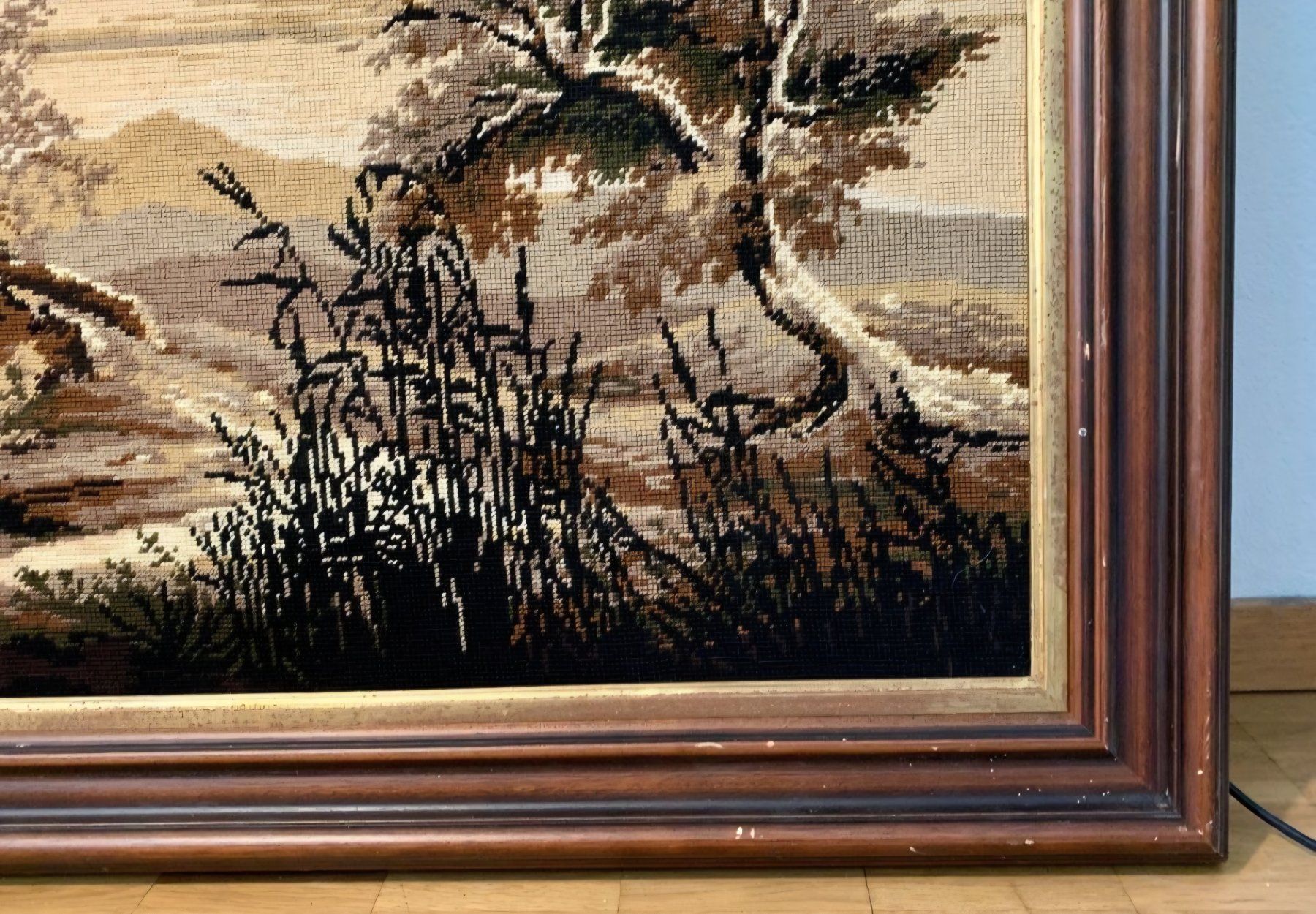 Gemälde: Grosses Gobelin Gemälde / Stickbild romantische Landschaft – Gebraucht aus Riedikon von Winter21. 3