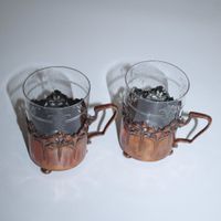 Teeglashalter Kupfer Jugendstil WMF mit Glaseinsatz