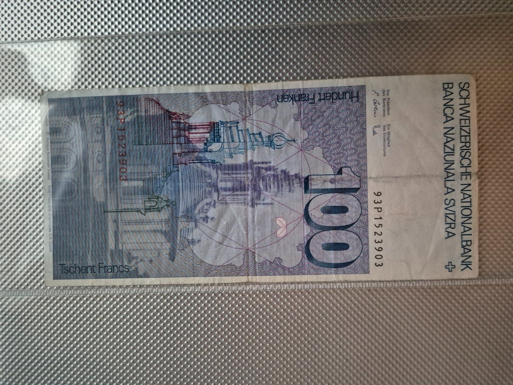 Banconote: 100 Franken-Banknote 1993 - selten! – Usato da Mels venduto da Goldenfalcon 1