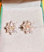 Boucles d'oreilles fleur zircon argent