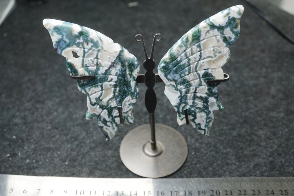 Schmetterling mit Ständer Flügel aus Moos Achat WOW (Neu und ...