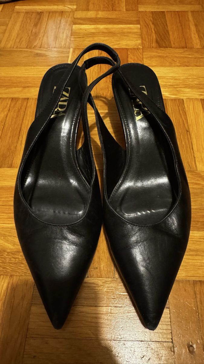 Zara Scarpe da donna: Chic ZARA Black Leather Slingback Heels Size 39  – Usato da Dietikon venduto da sar_f87k